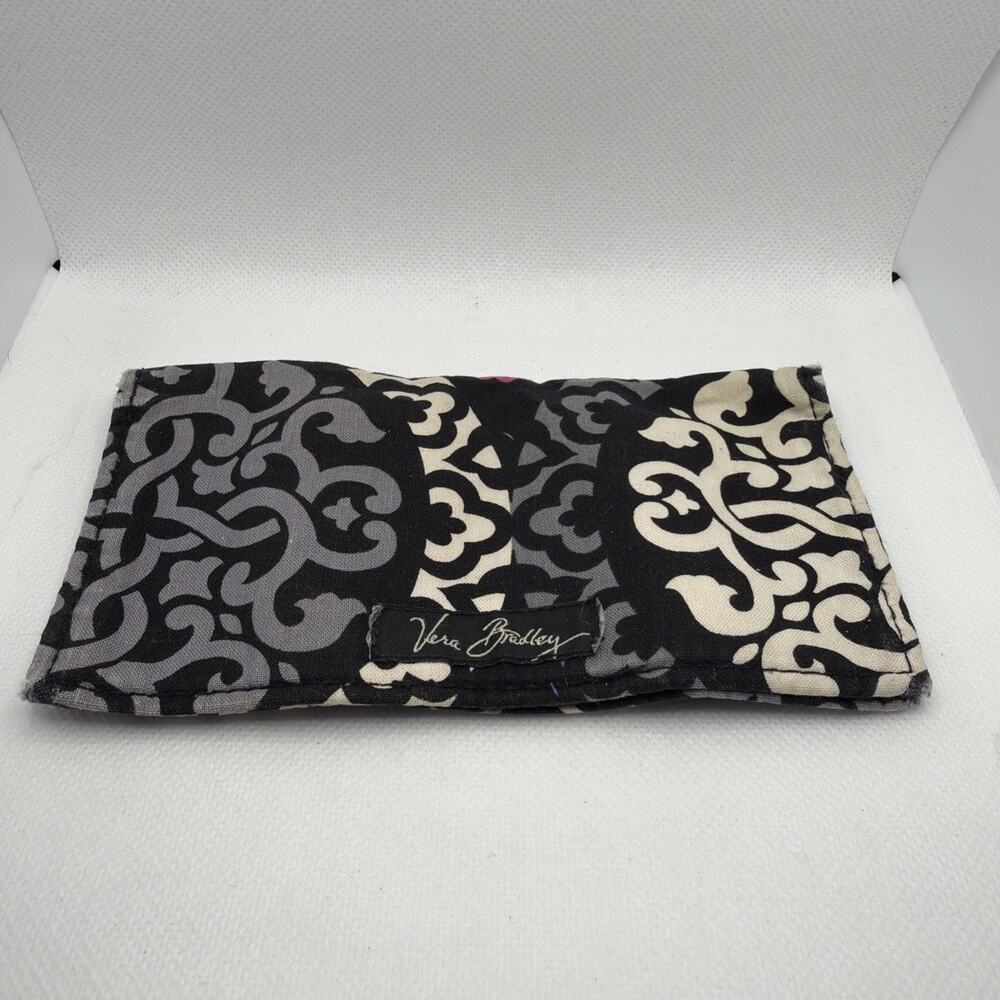 Vera Bradley Checkbook Cover Canterberry Magenta Retired Black White Pink Gray